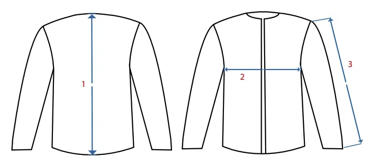 Schéma rozměrů blůzy CXS STRETCH